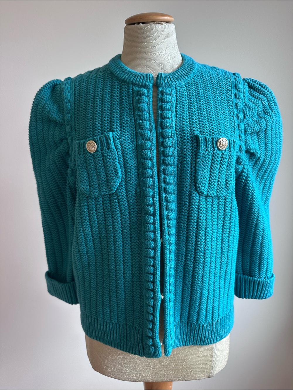 NWT Tyler Böe Cotton Blend Knit Jacket in Agean Size Medium - Picture 1 of 9